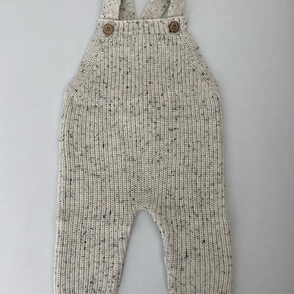 Cozy Knit Speckled Gray Kids Overalls